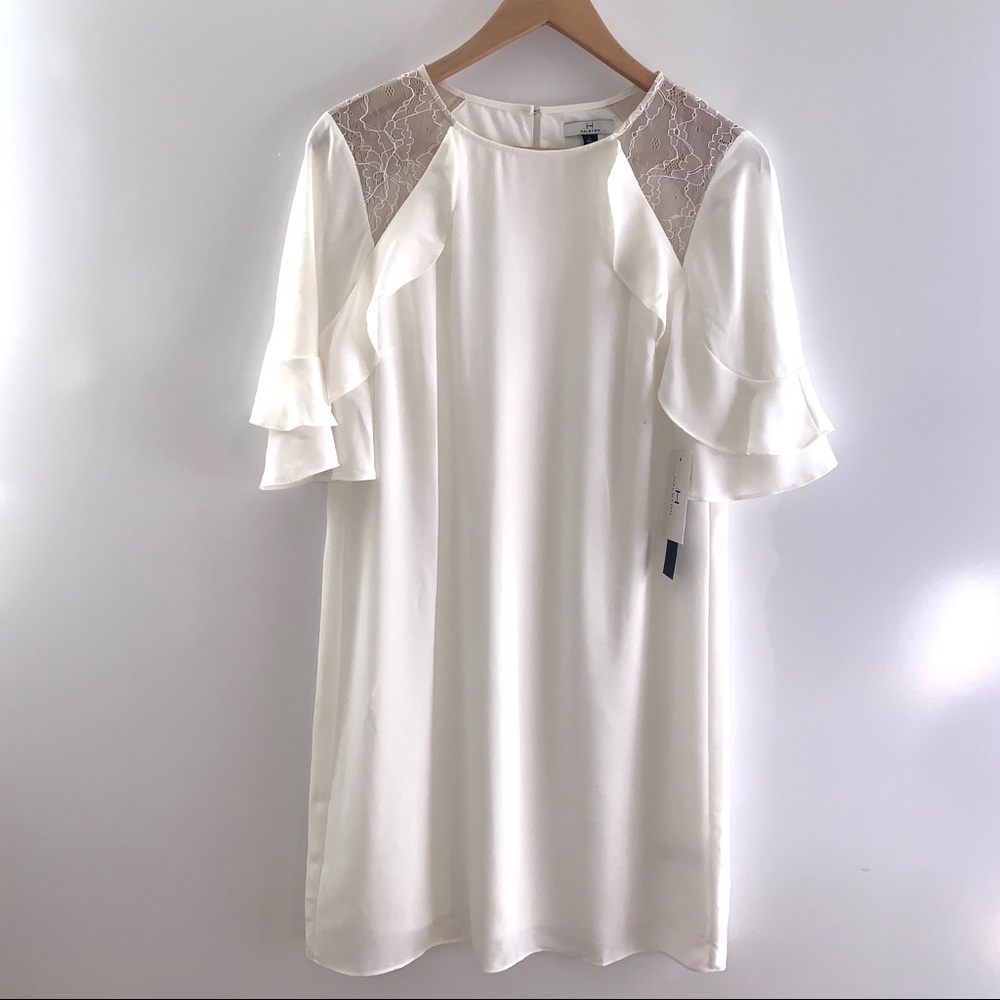 Halston Bell Ruffle Sleeve Dress